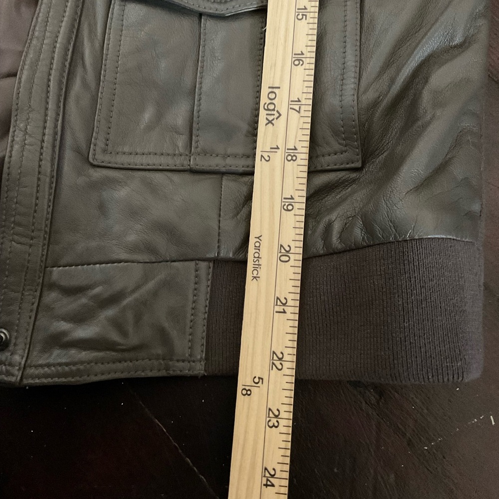 Women’s hooded, leather jacket, brown bomber jacket, - Picture 8 of 12